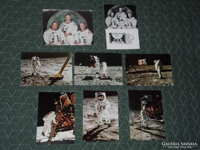 Képeslap,8 db,USA,NASA,űrkutatás,APOLLO 11 holdra szállás,Armstrong,Collins,Aldrin űrhajós,1969-