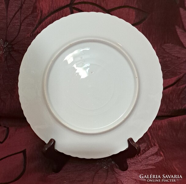 Antik dámás porcelán tányér, hölgy díszítésű falitányér pár (M6484)