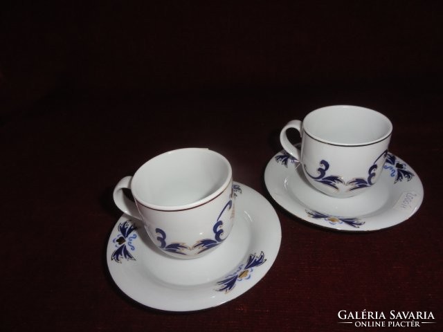 Kalocsai porcelán kézzel festett kávéscsésze + alátét. Kobalt kék mintával.  Vanneki!
