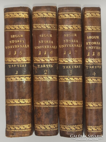 1825 Belloni : A Tatárok története 1-4 kötet korabeli aranyozott gyönyörű félbőr kötésben