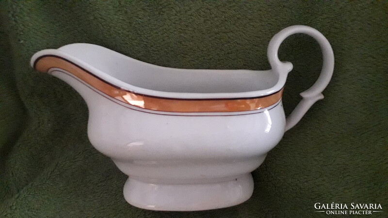 Porcelán csíkos számozott füles szószos kiöntő 20x13x9cm. hibátlan
