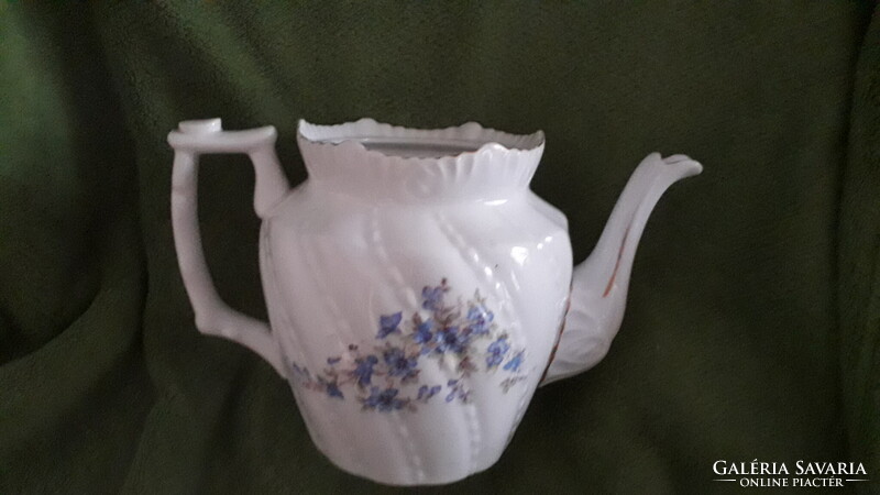 Porcelán ibolyás fehér számozott teás kanna 24x16x15 cm. hibátlan régi