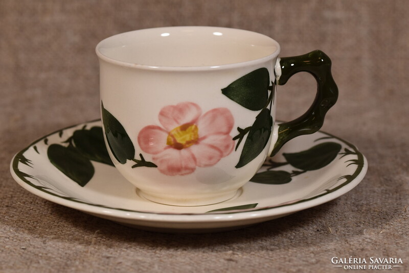 Villeroy&Boch Wild Rose teáscsésze aljjal kézzel festett virágok Németország 1930-as évek