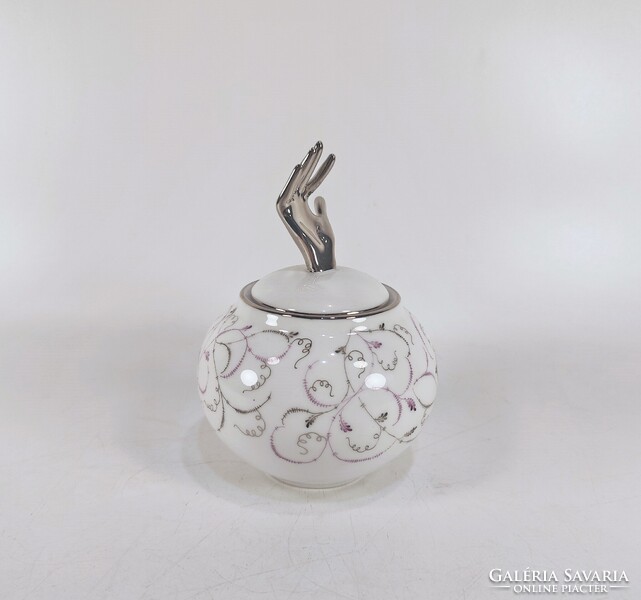 HERENDI, LOIRE MINTÁS CUKORTARTÓ DOBOZ, KÉZZEL FESTETT PORCELÁN, HIBÁTLAN ! (BT001)