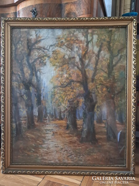 Katona Nándor (1864-1932) - Hangulatos őszi erdőbelső (1917 körül) - Nagy méret! (50x70 cm)