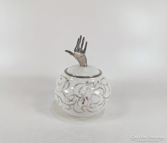 HERENDI, LOIRE MINTÁS CUKORTARTÓ DOBOZ, KÉZZEL FESTETT PORCELÁN, HIBÁTLAN ! (BT001)