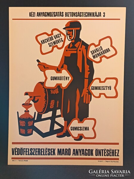Eredeti, retro balesetmegelőző, biztonságtechnikai műanyag/plasztik tábla. Ságvári Nyomda 70-es évek