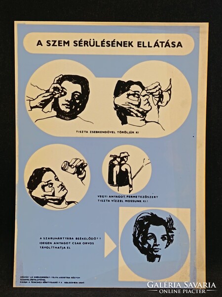 Eredeti retro balesetmegelőző, biztonságtechnikai műanyag/plasztik tábla. Ságvári Nyomda 70-es évek