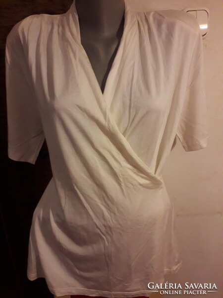 GIANINI White Stretch Overlap Top Tunic 44 Excellent Condition