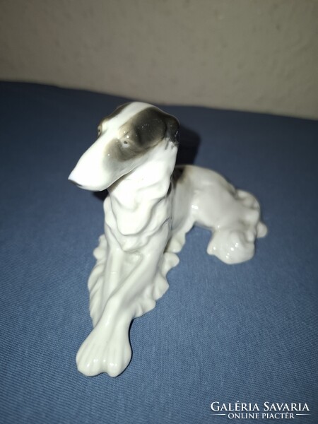 Gyűjtői ritkaság Vintage  Metzler & Orloff orosz agár kutya porcelán figura hibátlan szép festéssel