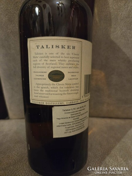 Ritka Talisker 10 éves Single Malt Whisky (1996) – 0,75l, Map Label, Zwack import
