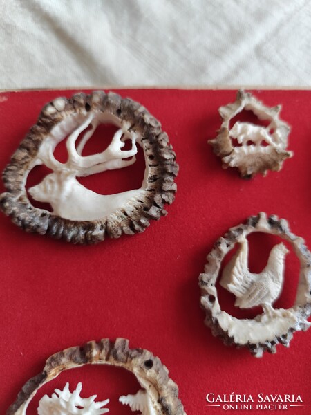 Folk art. Carved antlers of deer and roe, a unique handcrafted piece.