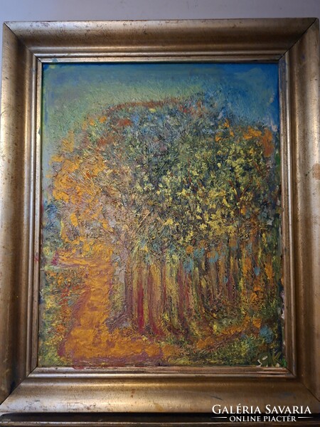 JÁK PÉTER 2023 o/v 40X50 cm "PARKRÉSZLET"-- VESZPRÉM-kerettel