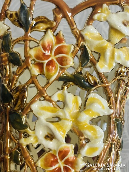 Zsolnay pierced vase from the bamboo series circa 1890
