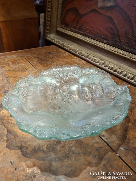 Hollóházi Glass Plate with Tenyér Imprint circa 1980