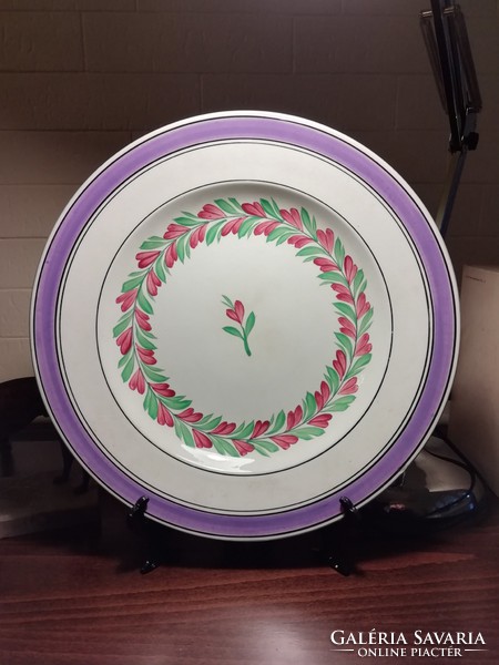 Régi Sarreguemines nagy virágos tál, dísztál, 37,5cm