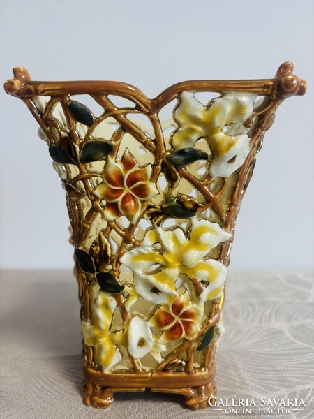 Zsolnay pierced vase from the bamboo series circa 1890