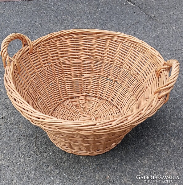 Újszerű, nagy fonott fűzfa kosár / hatalmas kaspó, virágtartó, fáskosár (49 cm)
