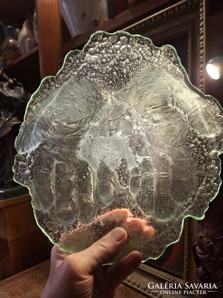Hollóházi Glass Plate with Tenyér Imprint circa 1980