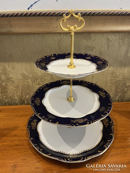 GYÖNYÖRŰ, ZSOLNAY PORCELÁN POMPADOUR, EMELETES KÍNÁLÓ