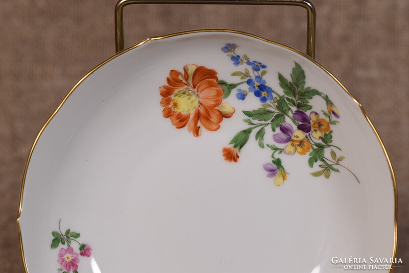 Meissen porcelán desszerttányér csészealj Streublumen virágdekor Németország