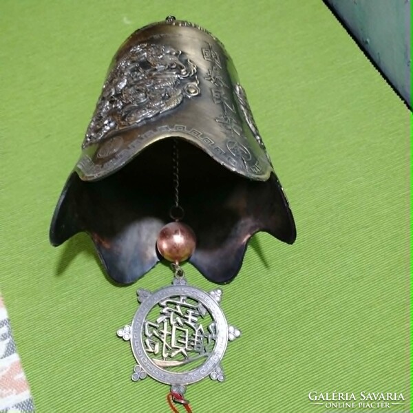 Attention! Genuine Rarity! Dragon Motif Copper Bell, Entrance Chime, Cowbell, Wall Bell