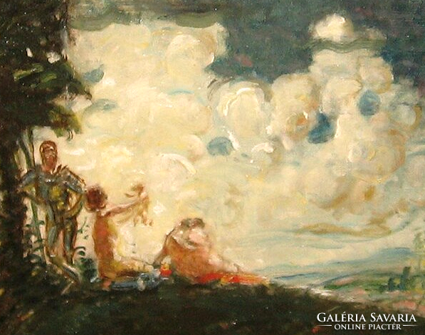 GARANTÁLTAN EREDETI CSODÁS MÁRK LAJOS / 1867-1942 / : CSALÁDI IDILL