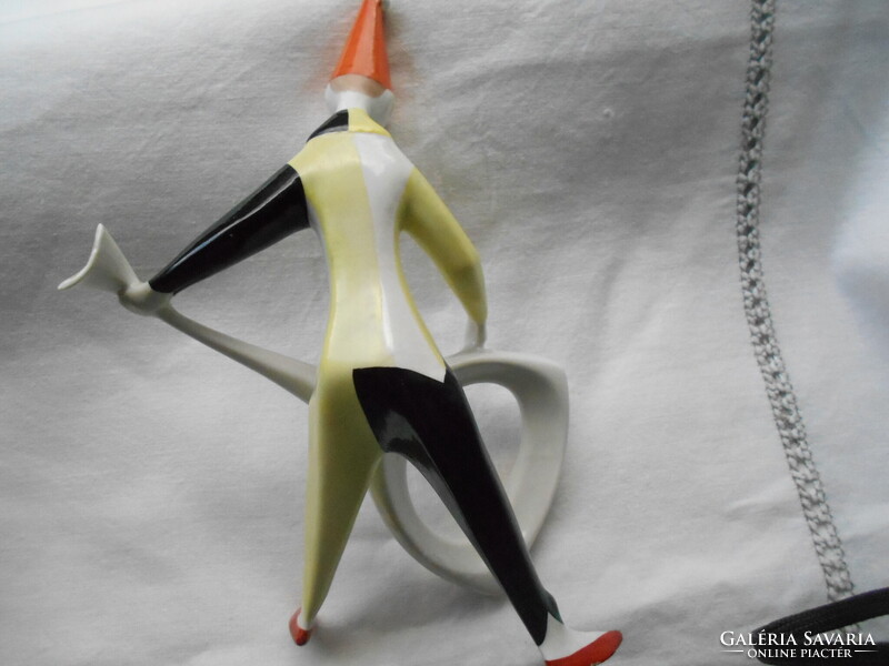 Art deco porcelán bohóc figura kezében  gitárral