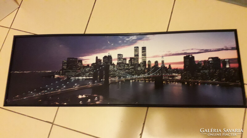 Nagy hangulatos dekorációs falikép üveg nélkül. 92x31 cm.