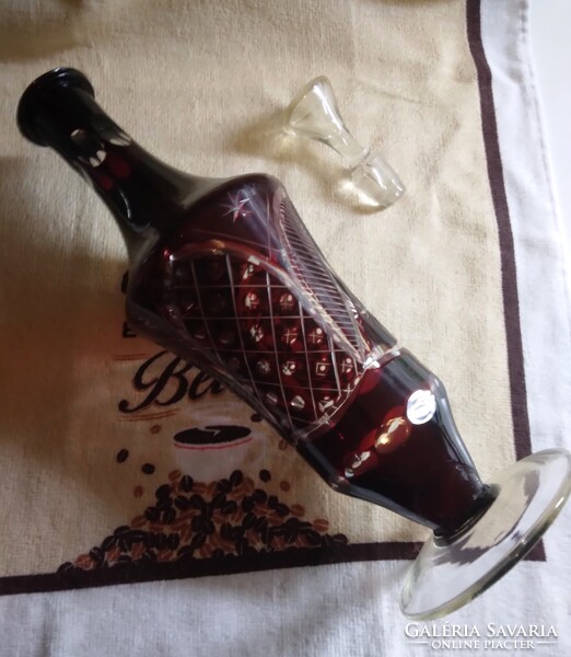 Beautiful Red Crystal Decanter, Excellent Condition