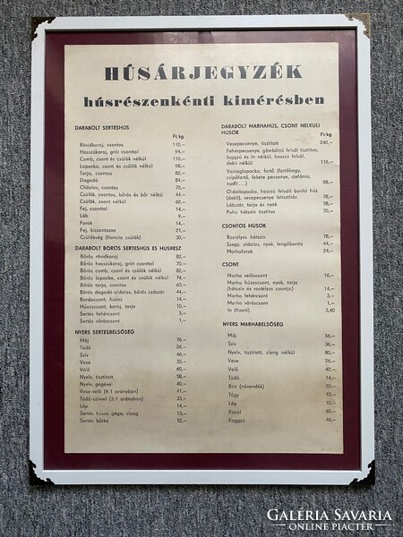 Ritka: Húsárjegyzék az 1980-as évekből.