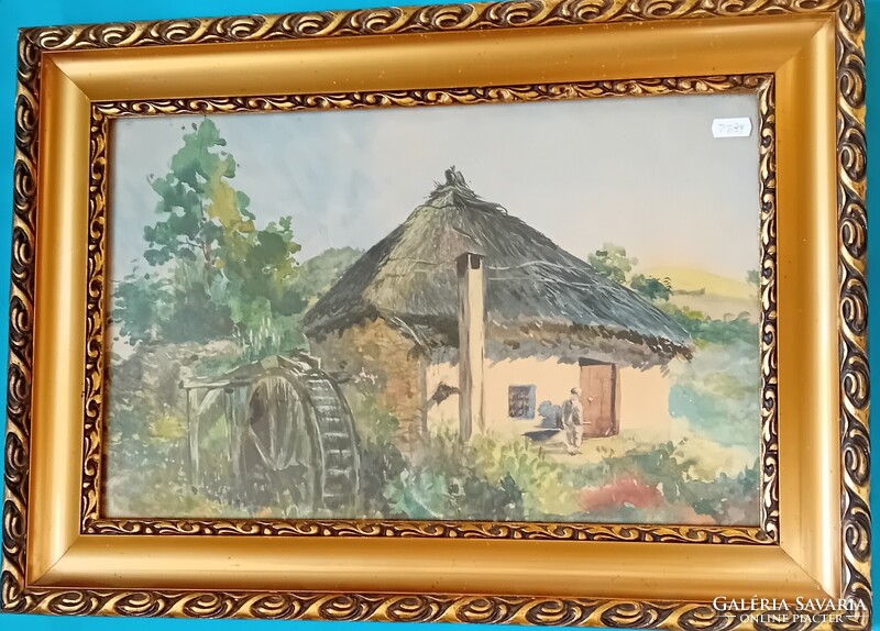 Szalay jelzéssel: Vízi malom , akvarell