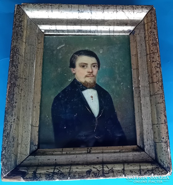 Eduard HROBIL  Karlsruhe : Úri fiatalember  mini portréja 1847 évi