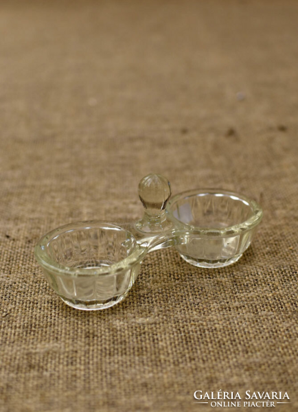 Vintage dupla préselt üveg sótartó