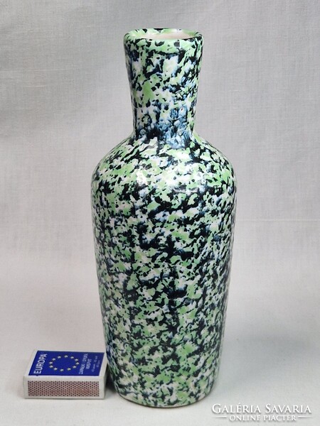 Rare-shaped and glazed large-sized art ceramic vase in perfect condition 24 cm tall
