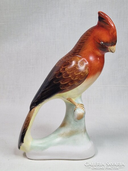 Hollóházi large hand-painted ceramic parrot figurine in perfect condition 19.5 cm tall