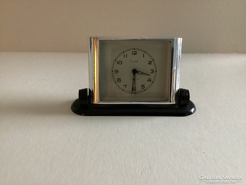 Slava 11-jewel art deco table clock.