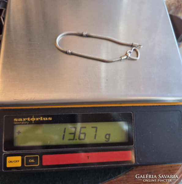 Pandora szív kapcsos ezüst karkötő 13,67g