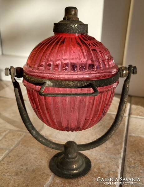 Red Ruby Color Antique Soap Dispenser EXTREMELY RARE Hungarian Industrial Heritage Item!