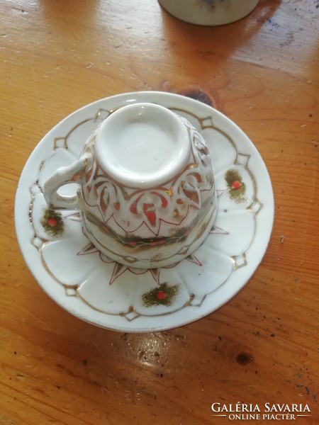 Porcelain Antique Coffee Cup + Saucer Christmas edition. MANY AUCTIONS, DEALS, TAKE THEM ALL