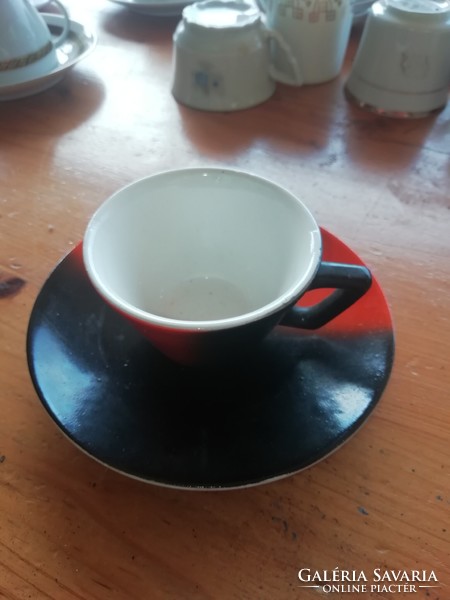 Porcelain Antique Coffee Cup + Saucer Art Deco Granite, MANY AUCTIONS, DEALS, TAKE THEM ALL