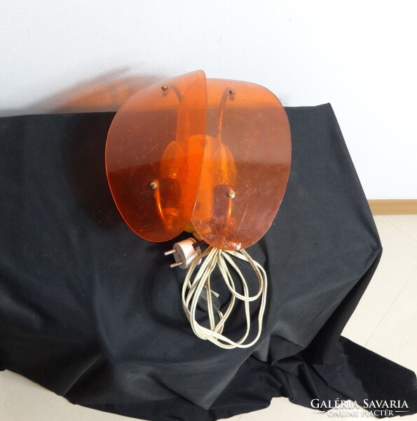 Retro Space Age asztali / fali lámpa, narancssárga plexi, 1970-es évek