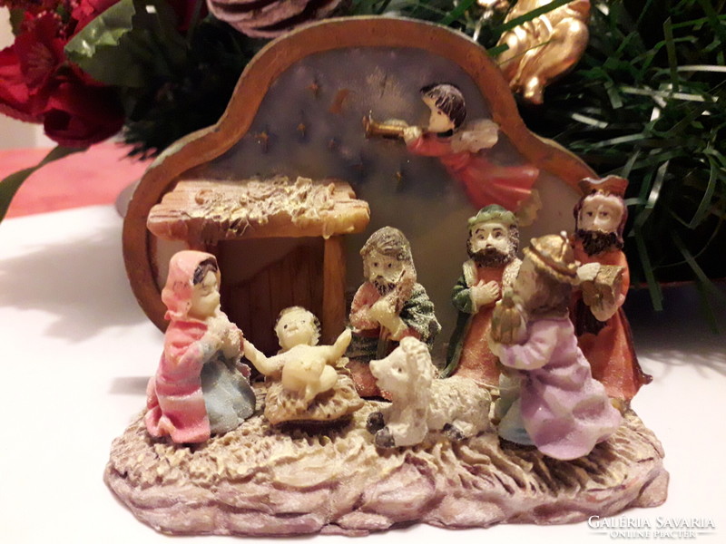 Karácsonyi kerámia BETLEHEM figurákkal 12x8 cm  hibátlan