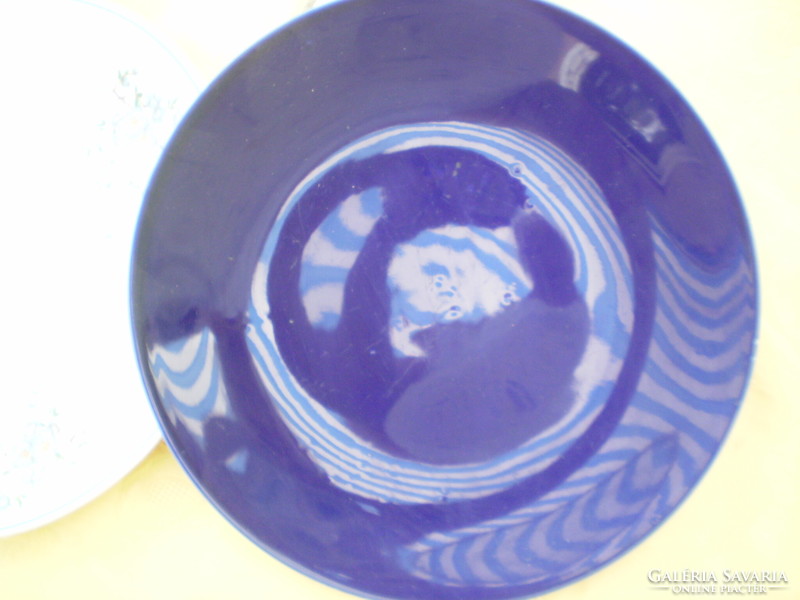 "Sötétkék porcelán kerek kínáló vagy  süteményes tál hibátlan 28 cm