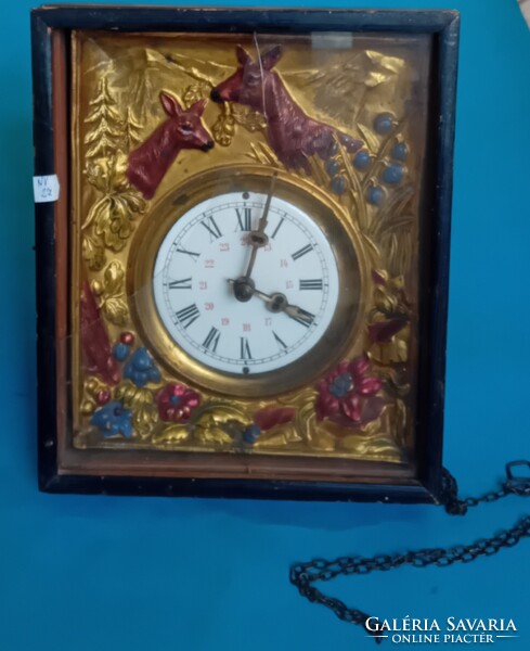 19th Century Black Forest Copper Plate Hunting Motif Wall Clock