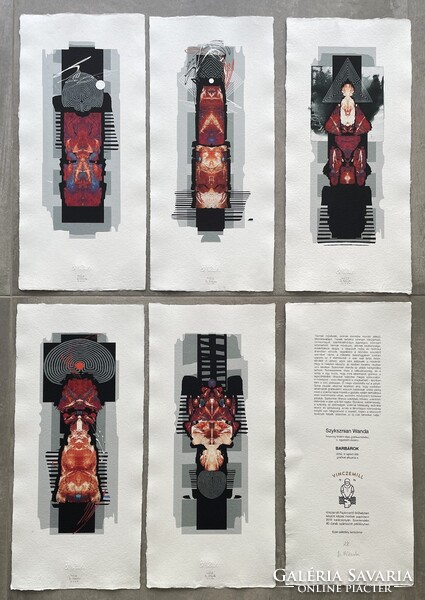 Szyksznian Wanda (1948–): Barbárok – komplett 5 lapos grafikai album, 28/40, szignált, 2016