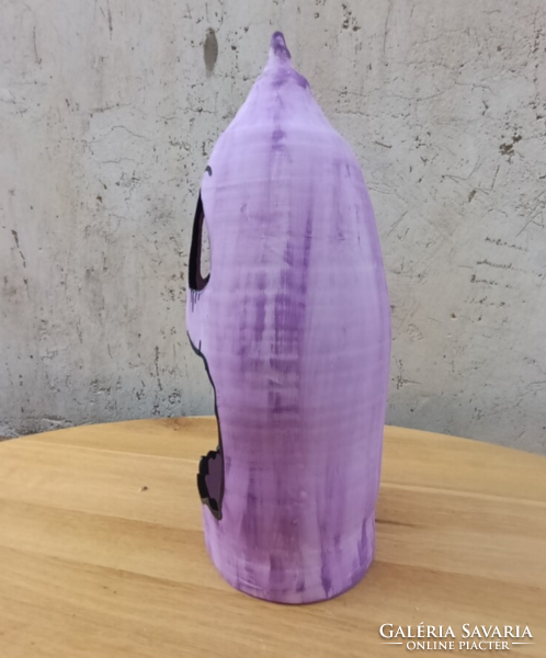 48 cm-es egyedi, kézműves kerámia töklámpás / őszi térplasztika
