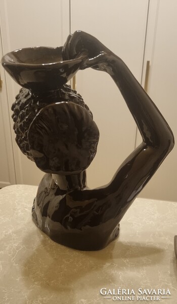 Ritka Giovanni Girardi (Ex Lenci) olasz kerámia büszt, mellszobor– 36 cm – Csokoládébarna