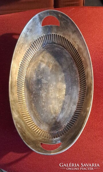 Art Deco ovális fém tálca, kétfüles kivitel – 1930-as évek