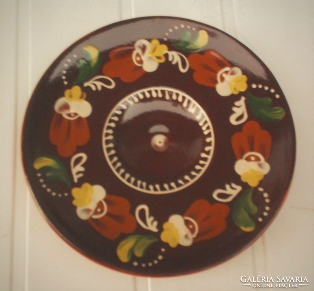 Ritka, mázas gyertyatartó,mécsestartó, tányér, 18 cm